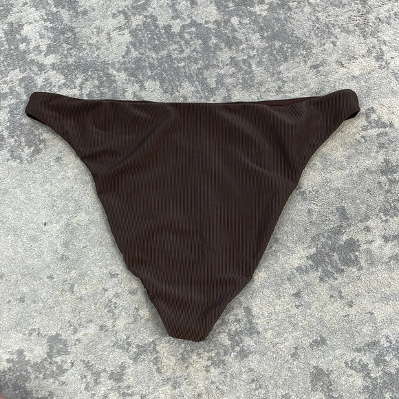 New Good American Ribbed Better Bikini Bottom Swim Cheeky Brown Sz 7 - Picture 4 of 9